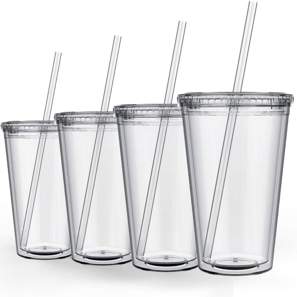 4-Pack of 16oz Clear Acrylic Insulated Tumblers